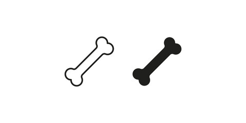 bone icon for pets and animals in outline and solid black silhouette on transparent background.