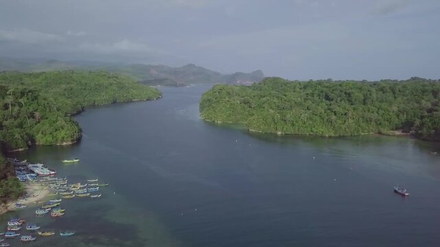 High Angle View of Sendang Biru Beach Tourist Destination in East Java