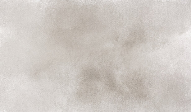 Gray watercolor texture abstract background, soft wash paper grain with muted beige tone, subtle stain, gentle cloud pattern, blank space for design, art backdrop