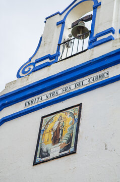 Details above the entrance of the church Ermita de Nuestra Se&ntilde;ora del Carmen, Ayamonte, Spain