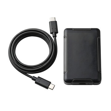 Portable external hard drive storage device with black USB-C data transfer cable
