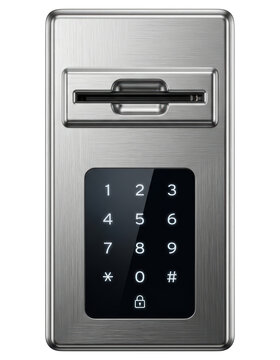 Digital secure card reader and numeric keypad cut out on transparent background