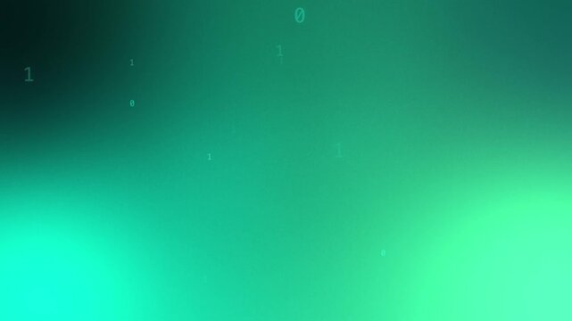Green teal gradient with floating binary digits, seamless loop