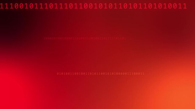 Red orange gradient with glowing binary code, seamless background animation