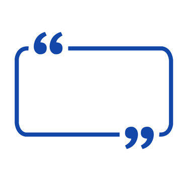 Blue quote box frame rounded rectangular speech bubble graphic element isolated on transparent background