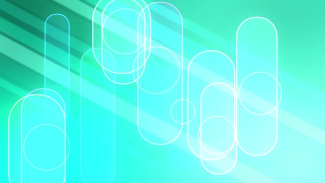 Turquoise gradient with glowing rounded geometric outlines, seamless looping background
