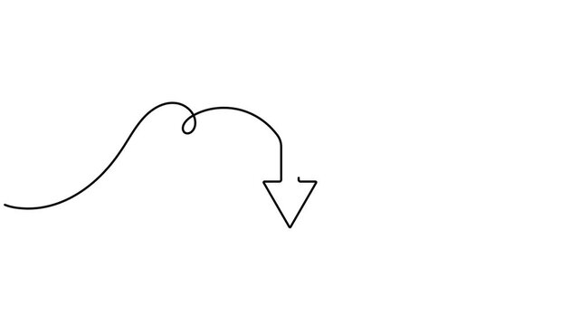 Animated download arrow inside a speech bubble frame icon sign continuous one line drawing moving on white background minimalist single art dialogue message and comment reply chat symbol animation