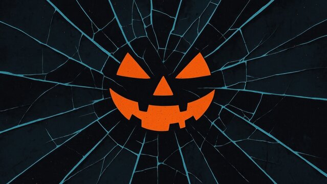 Spooky shattered pumpkin face desktop wallpaper