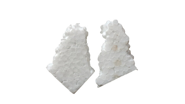 White styrofoam block pieces isolated on a transparent background