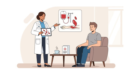Fototapeta premium Doctor Explaining Blood Cells and Transfusion to Patient