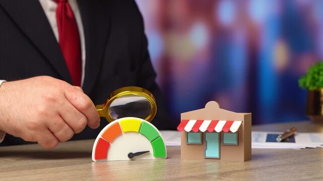 A businessman studies a successful example of running a business. Improve business efficiency. Increase sales. Pricing strategy and strong commercial performance in the consumer market.