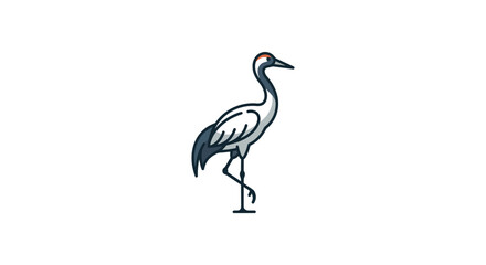 Obraz premium Standing grey crane bird wildlife line art illustration.