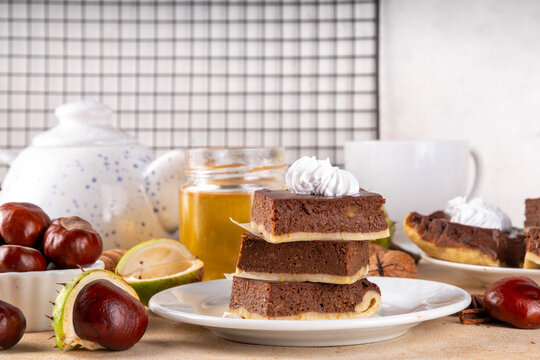 Homemade autumn taste chestnut pie bars