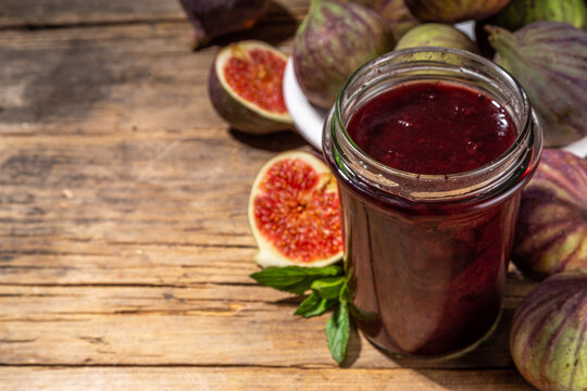 Red fig jam in small jar