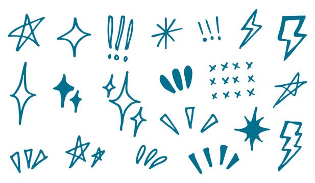 Hand Drawn Sparkle and Comic Doodle Decorative Elements