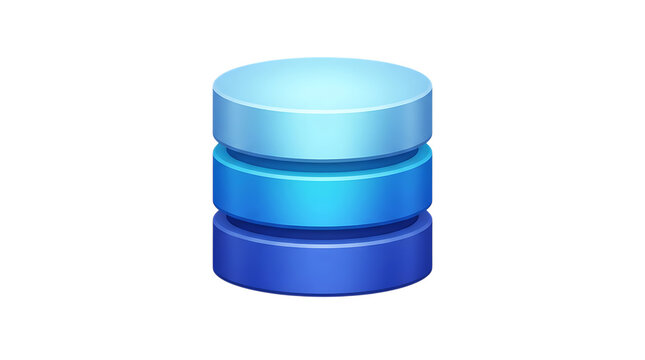 Blue database server icon for computer and web technology isolated on transparent background