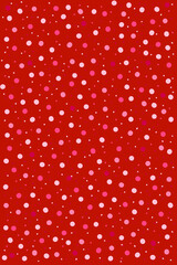 Illustration of a red background with scattered pink polka dots © Metadancer
