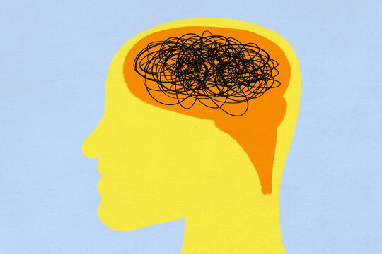 An illustration showing mental confusion and psychological stress