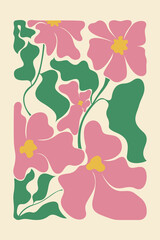 Abstract Botanical Floral Wall Art Print with Retro Organic Shapes © Paijo