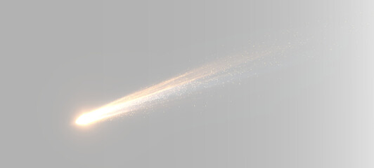 Fiery comet streak with bright glowing head and long luminous light trail in motion © Alehandro