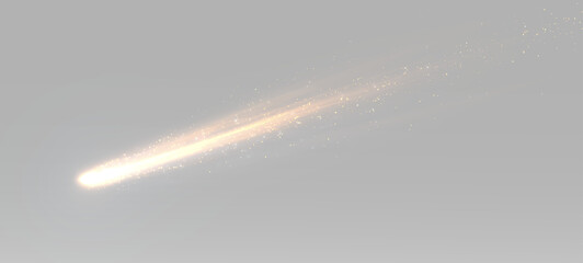 Luminous meteor flying with glowing fire tail and sparkling light streak creating a dynamic trail © Alehandro
