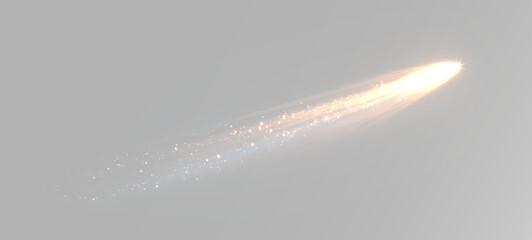 Bright comet with glowing flame trail and luminous streak creating a fast flying meteor effect © Alehandro