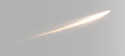 Fiery shooting meteor with glowing comet tail and bright luminous streak creating a speed effect, overlay © Alehandro