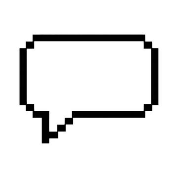 PNG Pixelated speech bubble outline illustration.