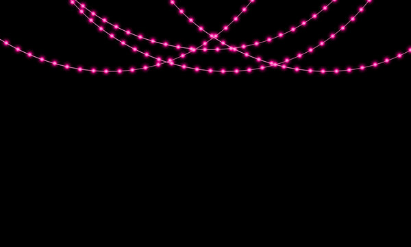 A beautiful vibrant string of pink christmas lights creates a festive and cheerful holiday atmosphere