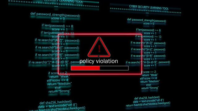 Policy violation System safety, privacy protection. Hacker attack Security Alert Cyber security concept. computer hacking warning, message hacked alert warning hacked . 4k video