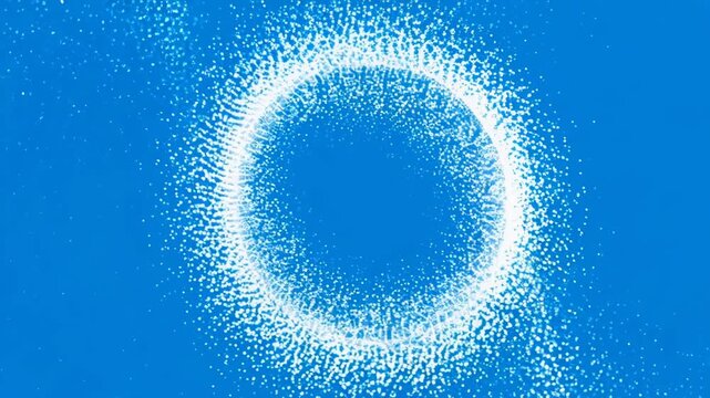 Swirling particles forming vortex motion in blue fluid during scientific visualization
