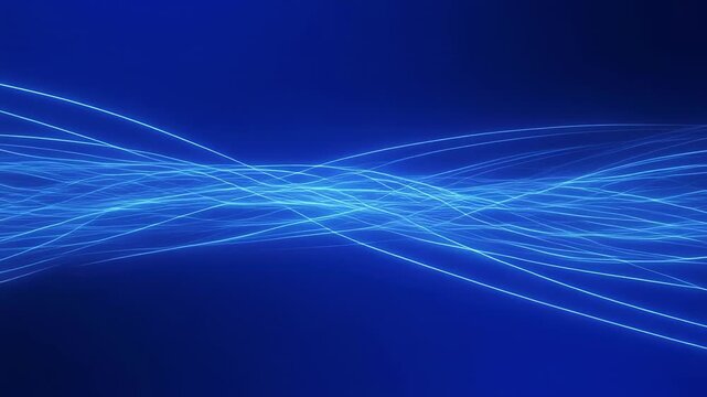 Abstract blue energy waves flowing smoothly in darkness with soft glow for futuristic background