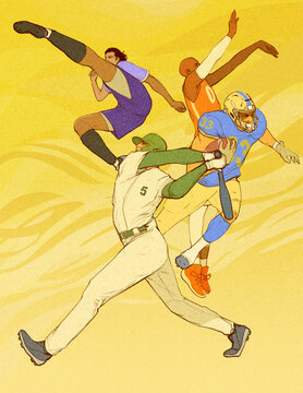 Professional sportsmen in action