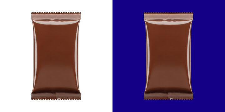Blank brown chocolate candy bar wrapper mockup pouch design png