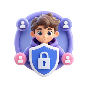International Youth Day avatar featuring a young boy holding a protective shield with a padlock symbol.