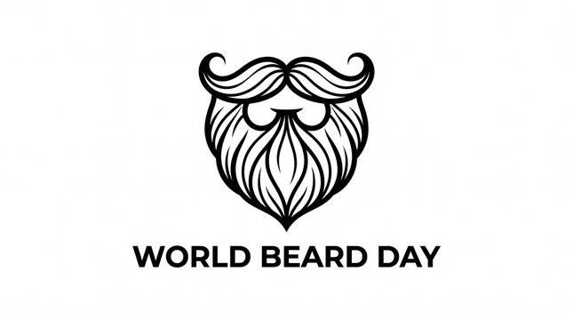 World Beard Day minimalist logo featuring stylized black beard and mustache design symbolizing masculinity grooming style and global celebration of facial hair appreciation  generative ai