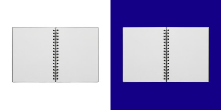Open blank spiral notebook mockup for notes or sketching png