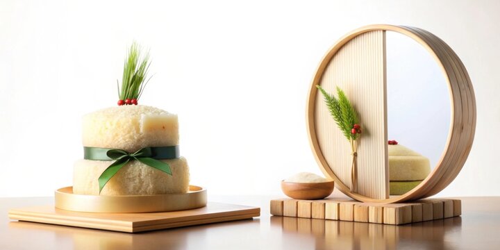 Elegant artistic presentation of traditional festive cake and decorations