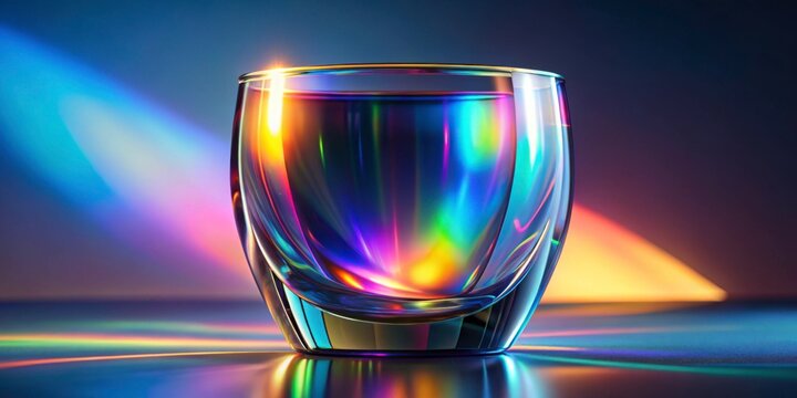 Colorful Light Reflections in Elegant Glass Container with Water