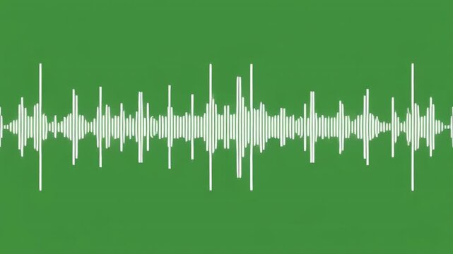 Soundwave Visualization With Dynamic Amplitude Variations In Clean Green Background