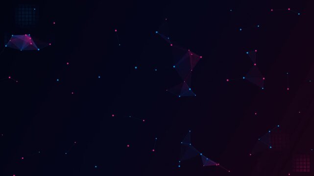 Database information flow animation showing glowing data packets traveling between digital tables and central storage server