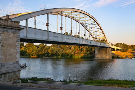 Scenic image of Belv&aacute;rosi Bridge in Szeged, Hungary, is the main bridge of the city, connecting &Uacute;jszeged, on the left bank of the river Tisza, to the other quarters