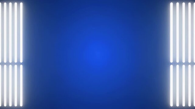 Abstract blue gradient with vertical white light bars in cinematic motion for technology backgrounds
