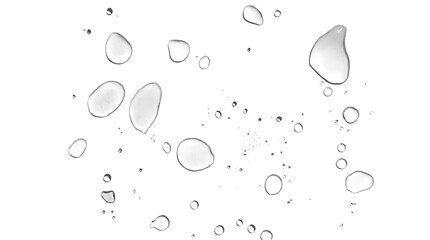 Fototapeta premium Translucent scattered water drops and condensation droplets on a transparent background