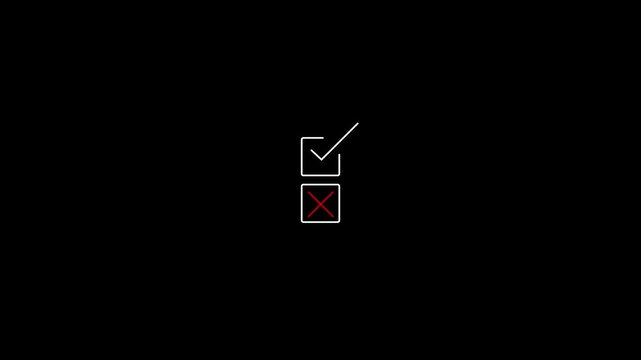 Minimalist checkbox and cross animation for ui ux and task management mark tick