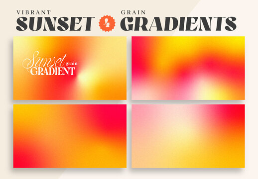 Vibrant Sunset Grain Gradient Backgrounds
