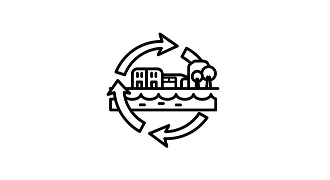 Recycling factory industrial ecology concept.