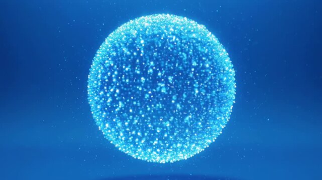 Abstract glowing orb pulsating with light against a dark blue gradient background during a slow camera zoom out