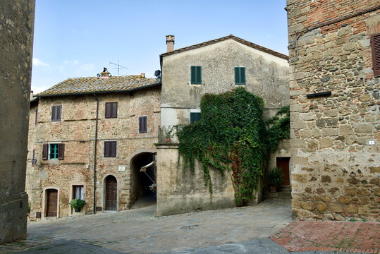 Rustic Stone Architecture in Medieval Village Street Tuscany Italy Tourism