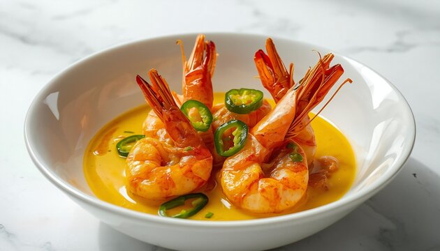 Juicy Garlic Shrimp with Green Chili in Golden Olive Oil